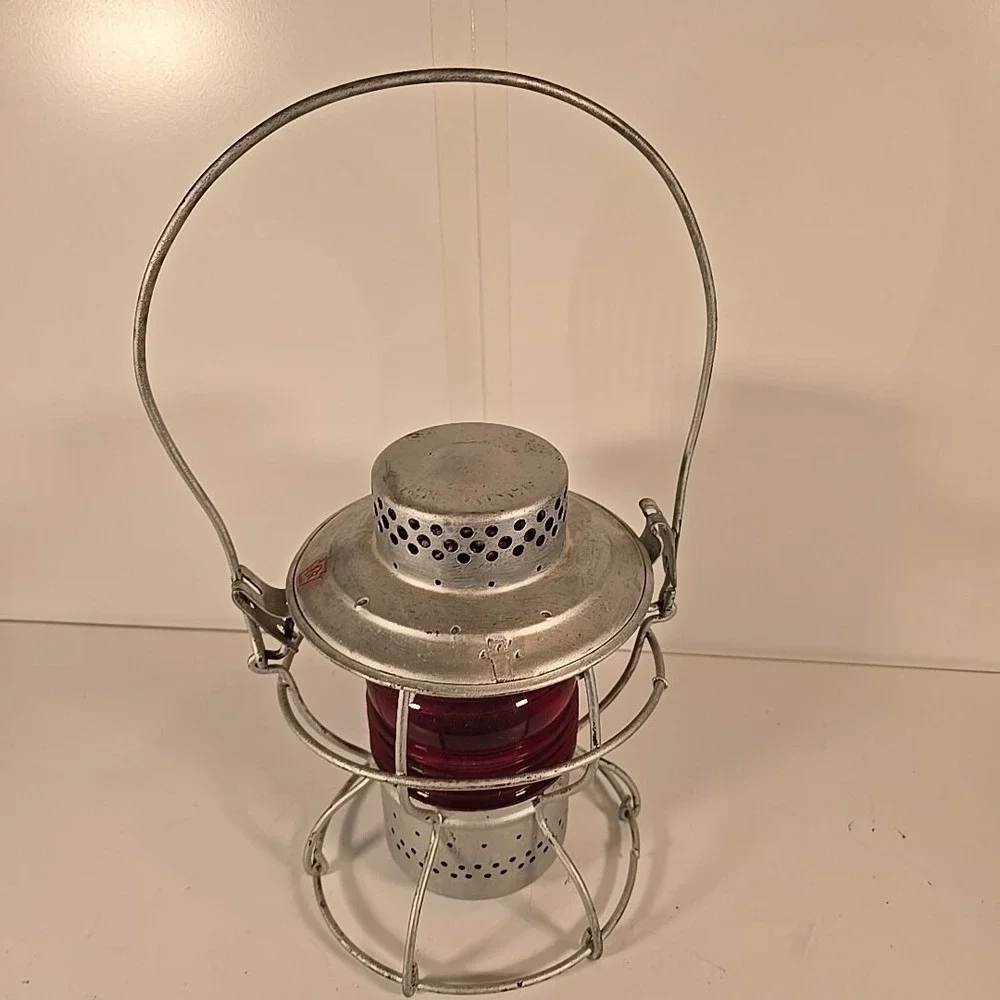Vintage St Louis Central Railroad Oil Lamp stamped Handlan, St. Louis